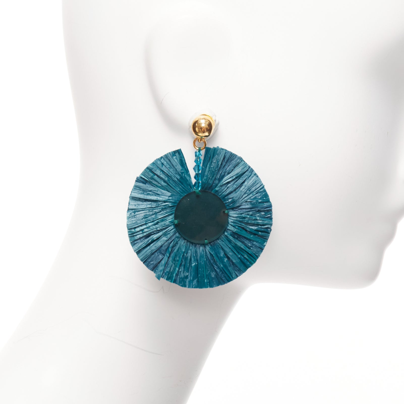Oscar De La Renta Raffia Plate Earrings - Image 6