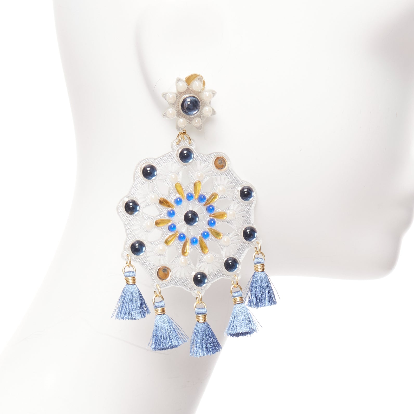Mercedes Salazar Acrylic Tassel Earrings - Image 6