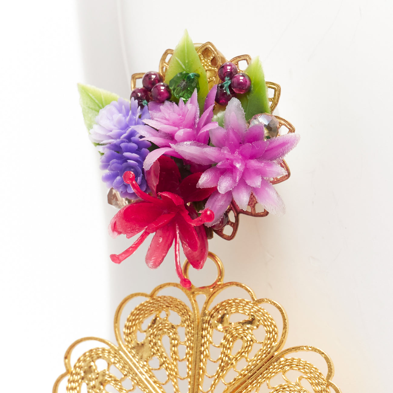 Mercedes Salazar Flower Tassel Earrings - Detail 1