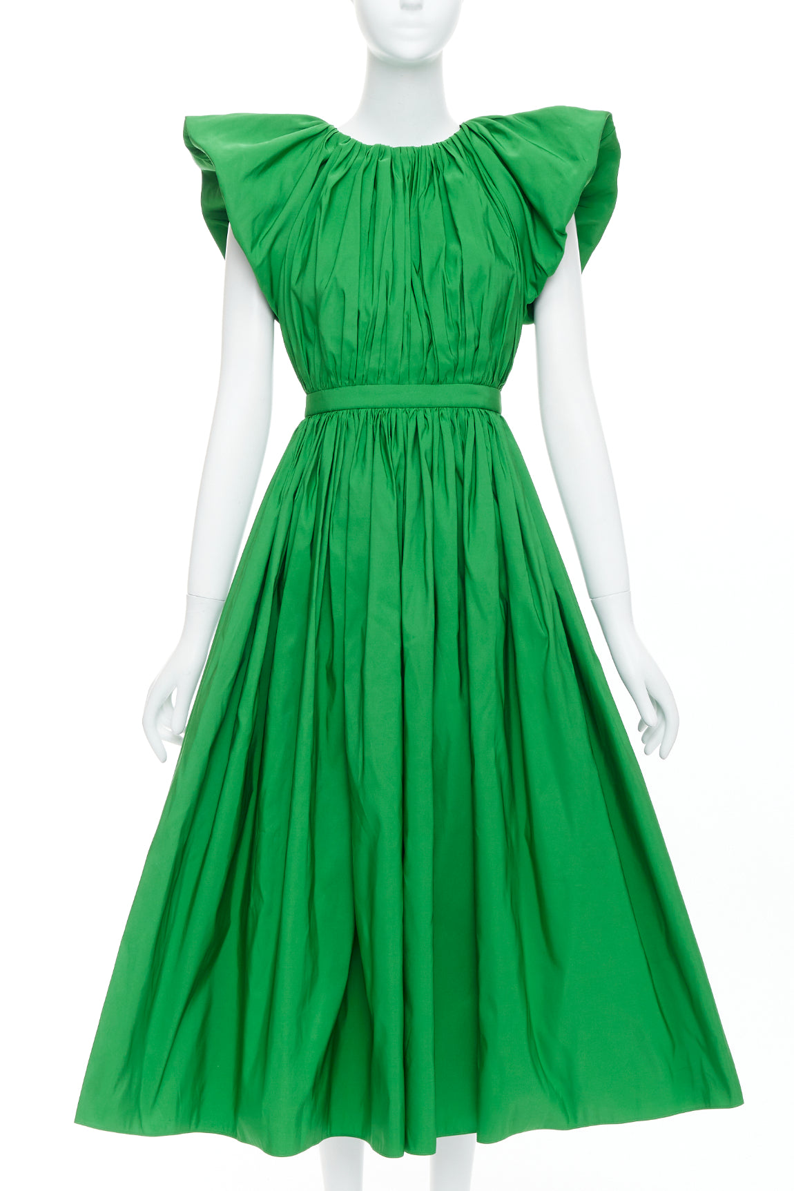 Alexander Mcqueen Green Puff Dress - Back view