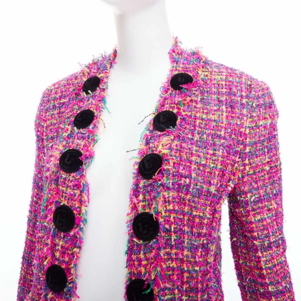 Balmain Pink Tweed Jacket Pink Polyamide Never worn - Back View