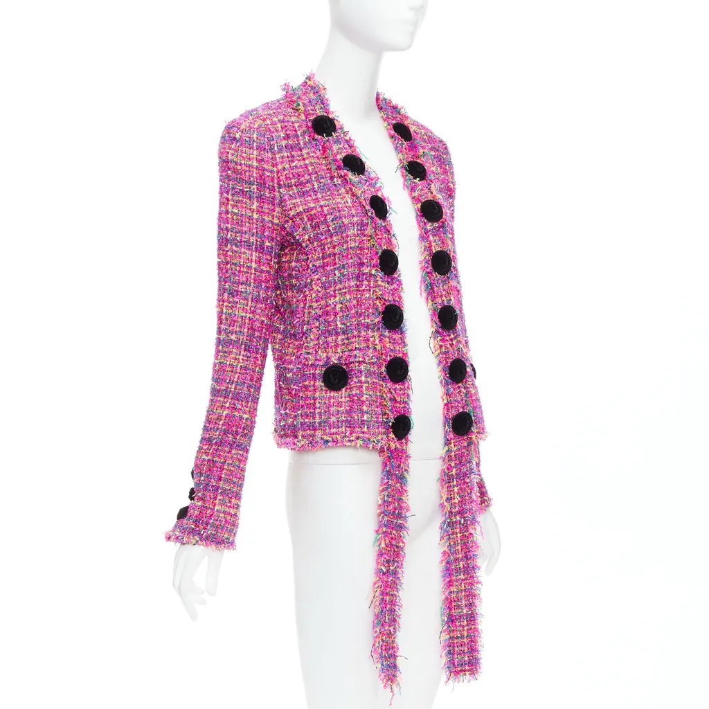 Balmain Pink Tweed Jacket Pink Polyamide Never worn - Inside View