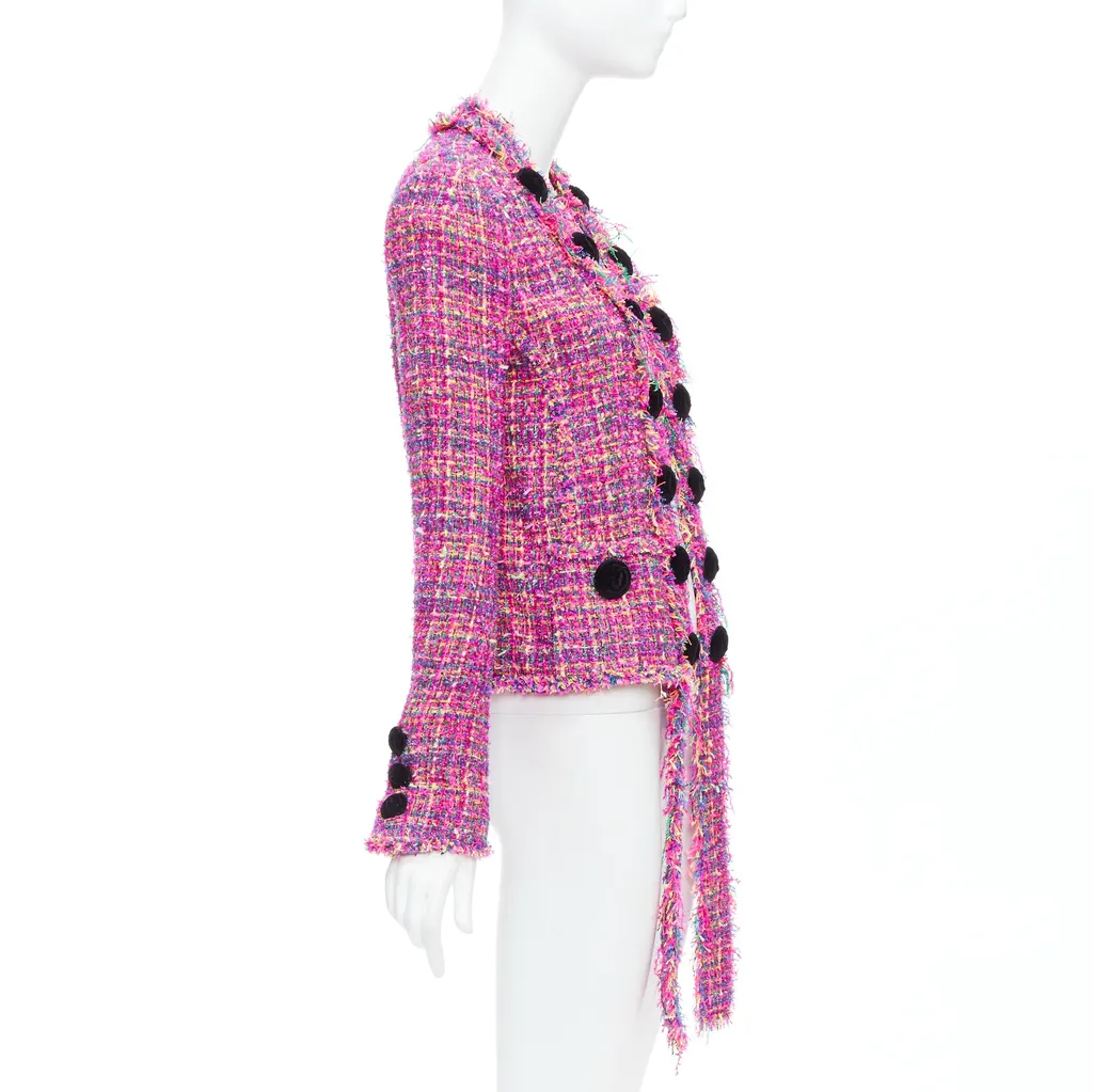 Balmain Pink Tweed Jacket Pink Polyamide Never worn - Model View