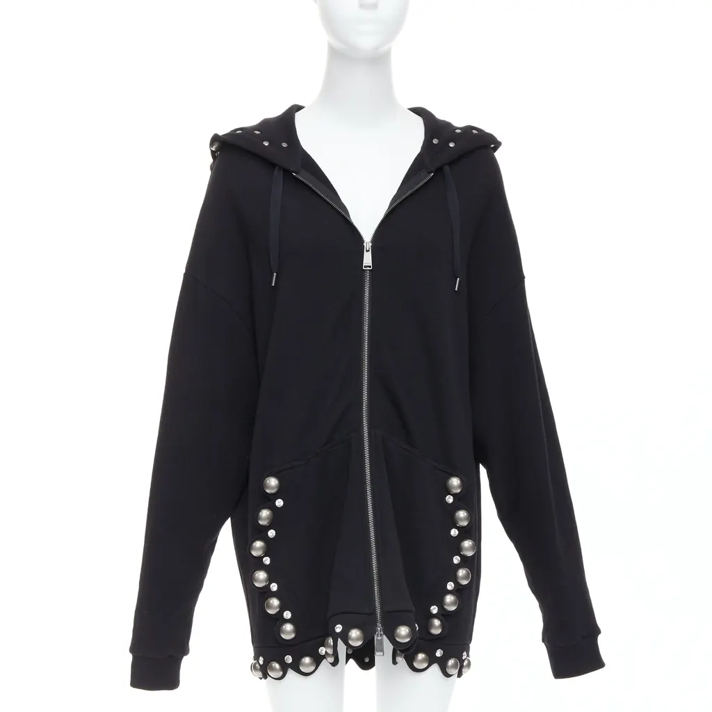 Area Dome Stud Hoodie Black Cotton Very good - Front View
