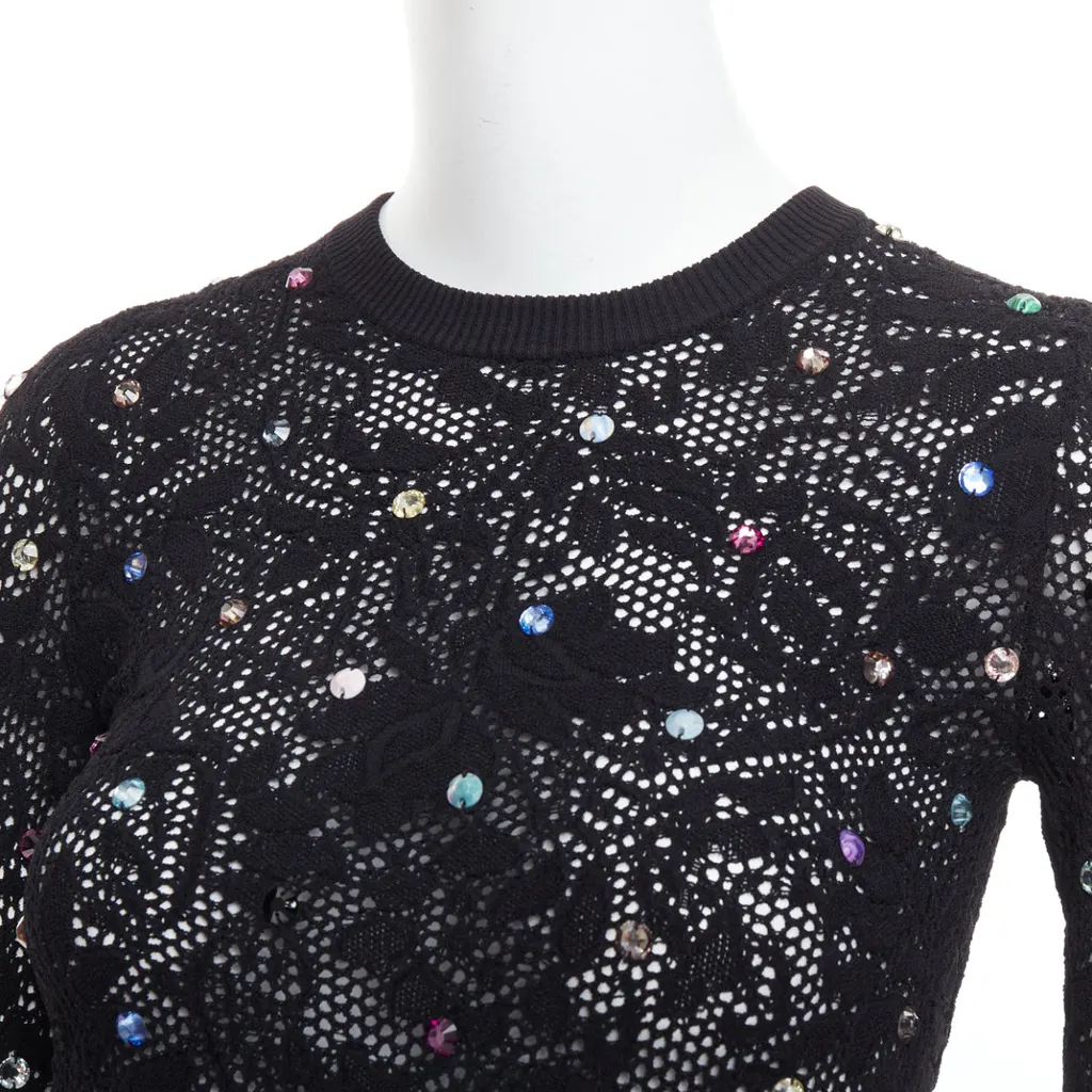 Louis Vuitton Floral Lace Pullover 1ABDZQ Black Viscose Never worn - Back View
