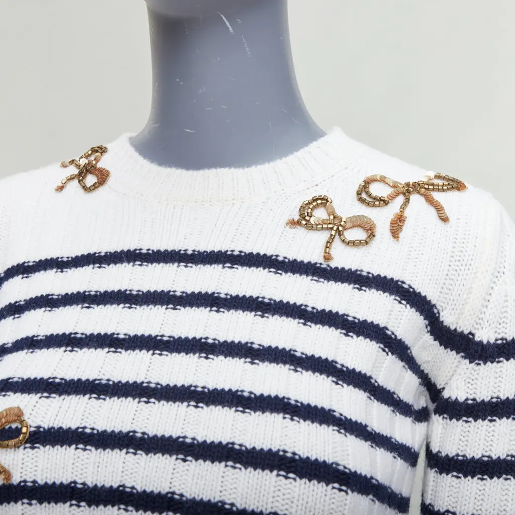 Valentino Sequin Ribbon Sweater Beige Wool Never worn - Back View