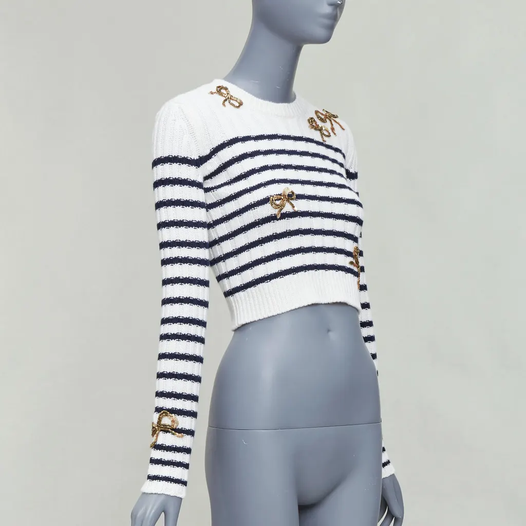 Valentino Sequin Ribbon Sweater Beige Wool Never worn - Inside View