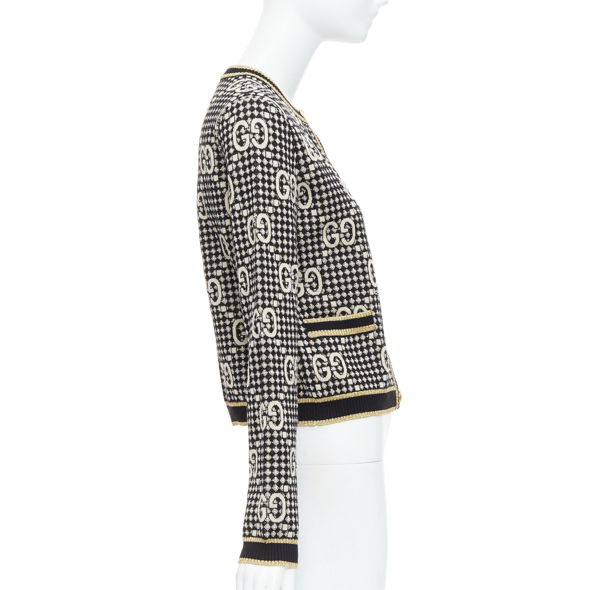 Gucci Gold Jacquard Cardigan - Side view