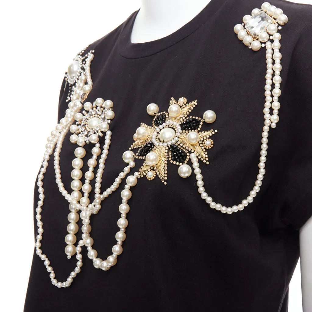 Balmain Pearl Bead Shirt Black Cotton Never worn - Back View