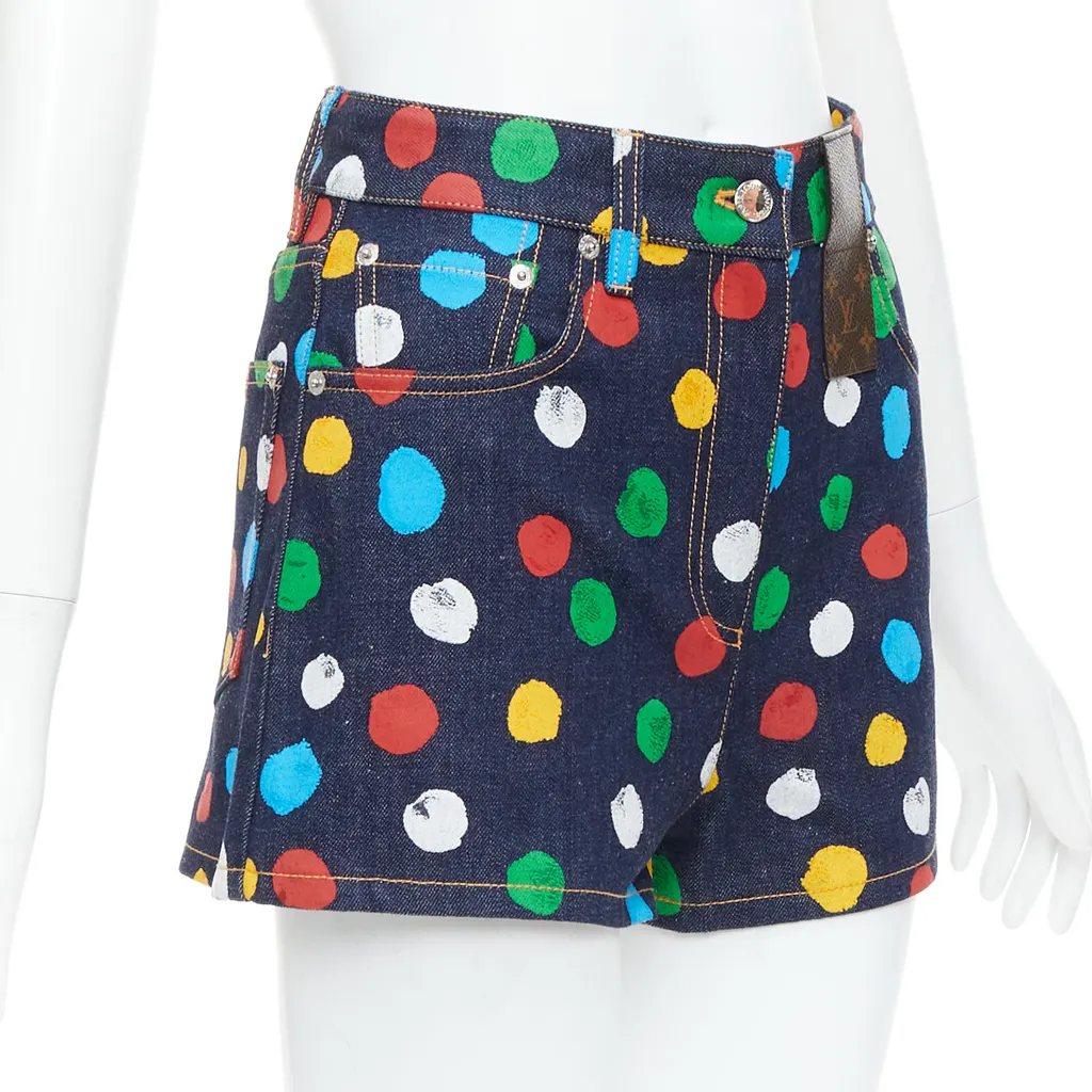 Louis Vuitton Logo Patch Shorts Blue Cotton Never worn - Inside View