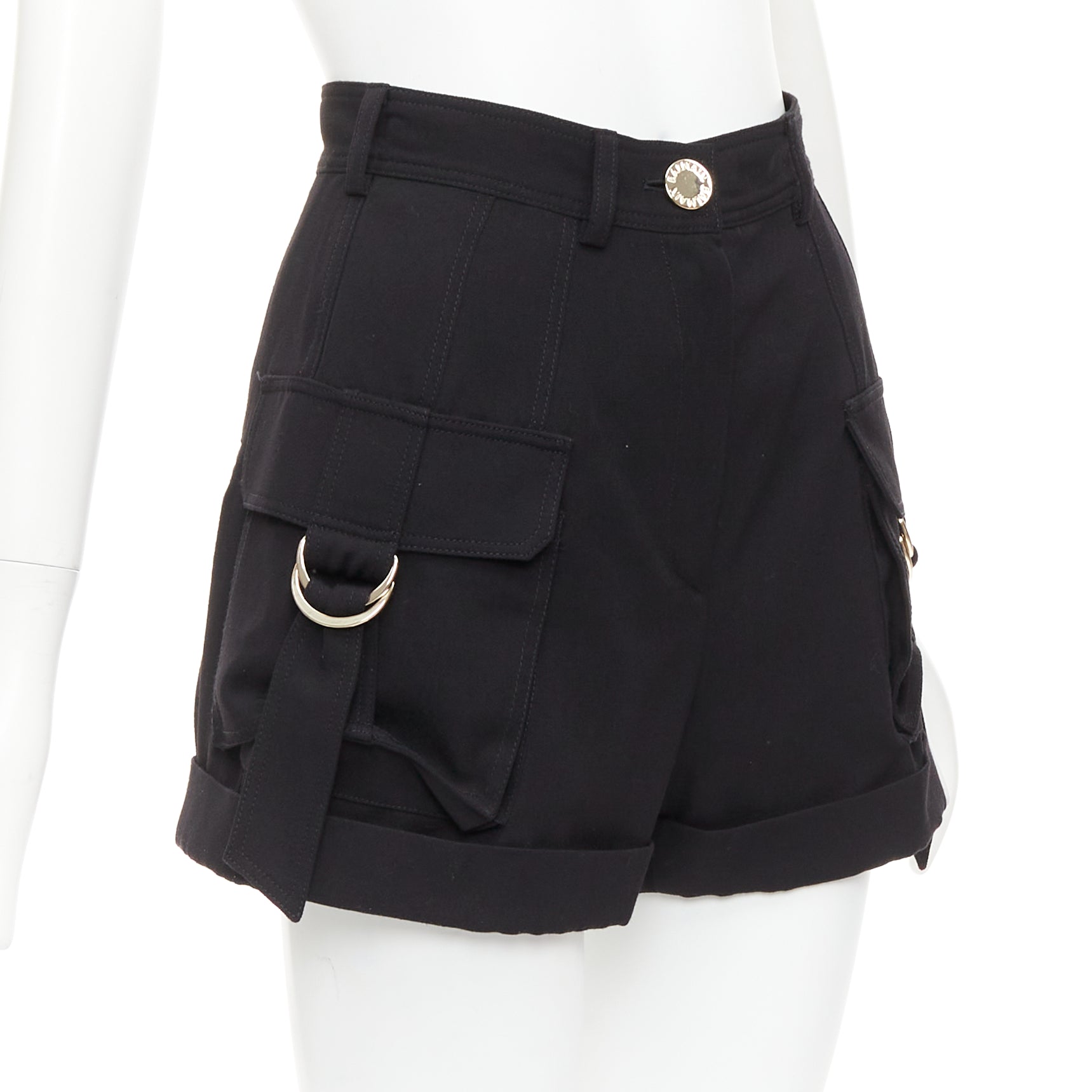 Balmain Gold Button Shorts - Image 6