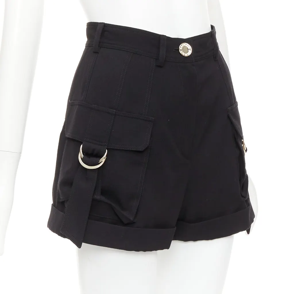 Balmain Gold Button Shorts Black Wool Very good - Inside View