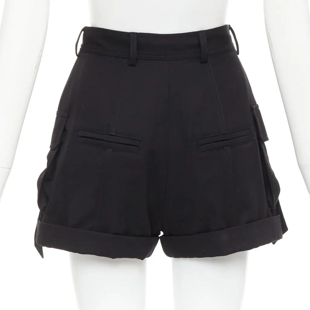 Balmain Gold Button Shorts Black Wool Very good - Box View