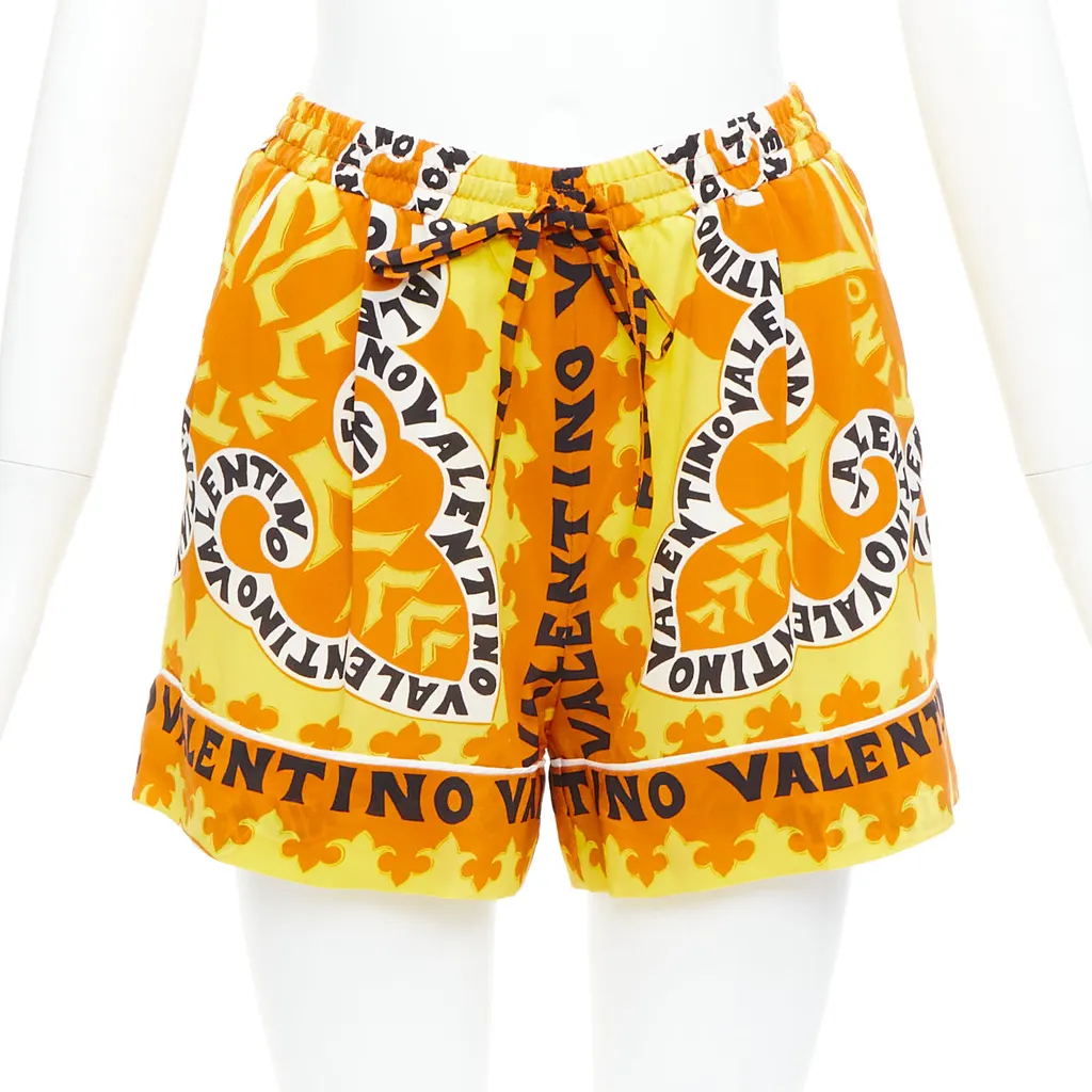 Valentino Bandana Silk Shorts Yellow Silk Never worn - Front View