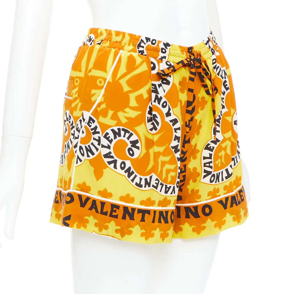 Valentino Bandana Silk Shorts Yellow Silk Never worn - Inside View