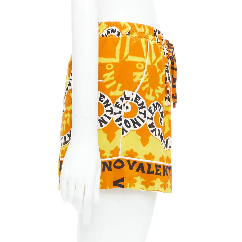 Valentino Bandana Silk Shorts Yellow Silk Never worn - Model View