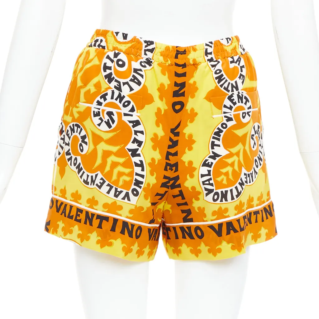 Valentino Bandana Silk Shorts Yellow Silk Never worn - Box View