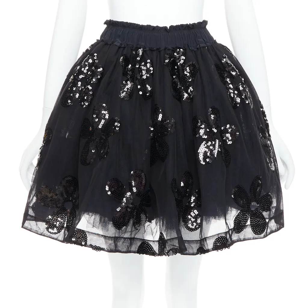 Simone Rocha Floral Tutu Skirt Black Polyamide Never worn - Front View
