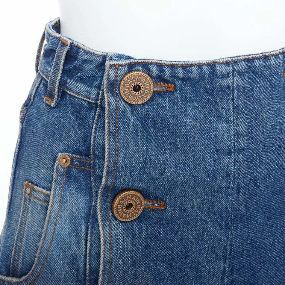 Balmain Coin Button Shorts Blue Cotton Never worn - Back View