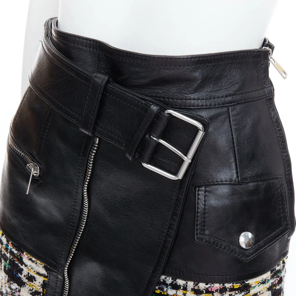 Alexander McQueen Deconstructed Biker Skirt Black Leather Very good - Back View