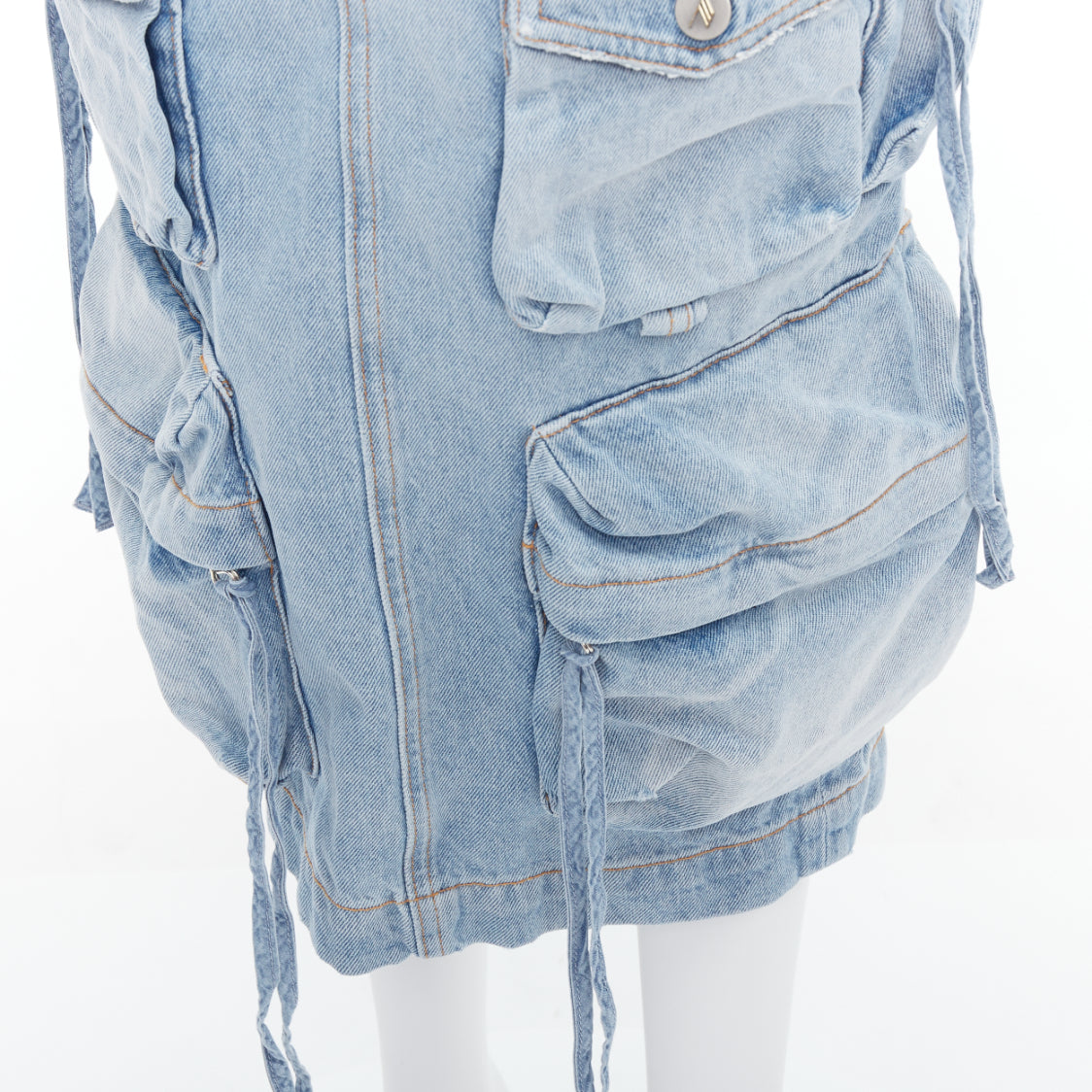 Attico Cargo Denim Skirt - Back view