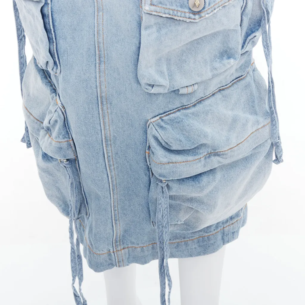 ATTICO Cargo Denim Skirt Blue Cotton Never worn - Back View