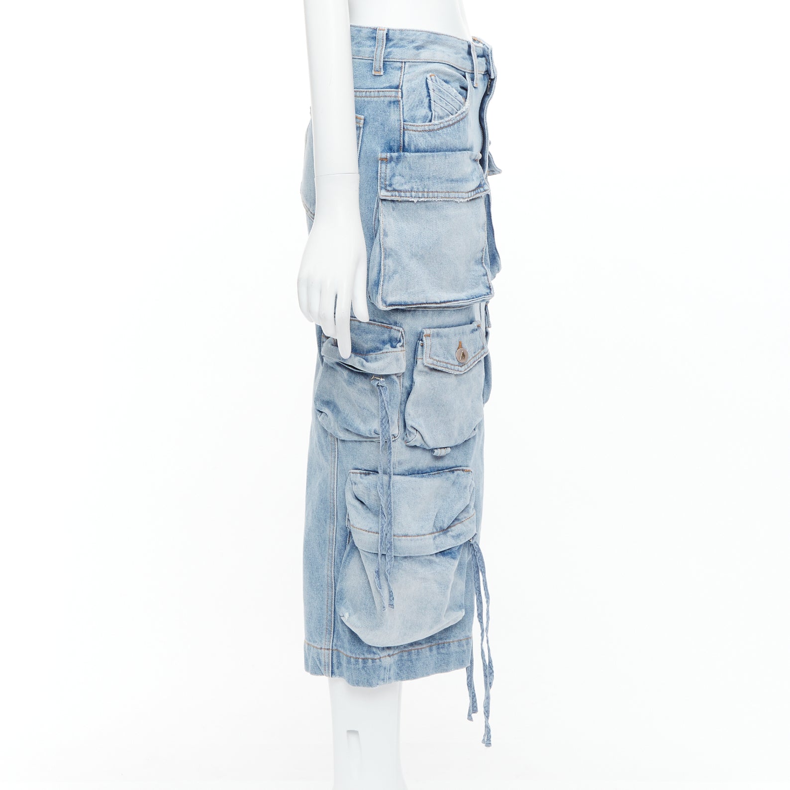Attico Cargo Denim Skirt - 4
