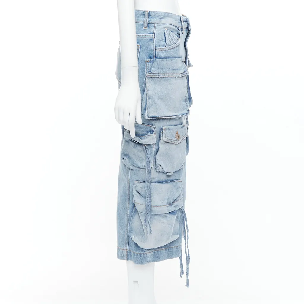 ATTICO Cargo Denim Skirt Blue Cotton Never worn - Model View