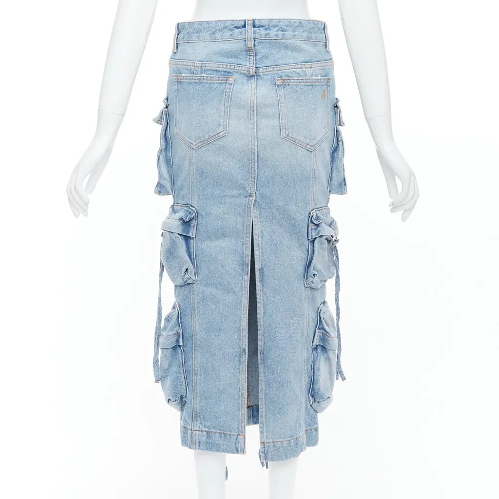 ATTICO Cargo Denim Skirt Blue Cotton Never worn - Box View
