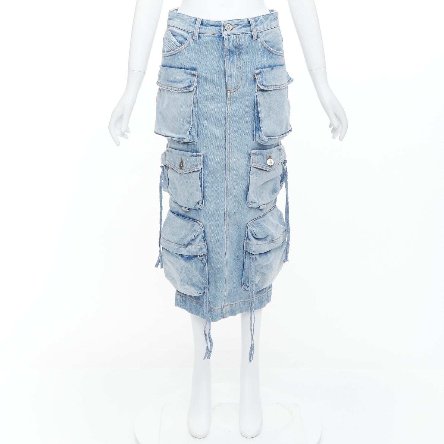 Attico Cargo Denim Skirt - Image 11