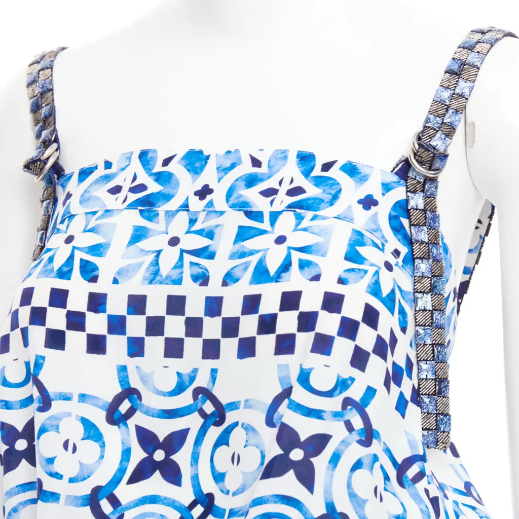 Louis Vuitton Monogram Silk Playsuit Blue Silk Very good - Back View