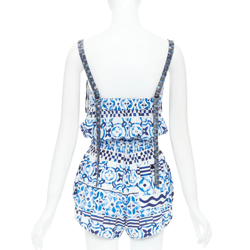 Louis Vuitton Monogram Silk Playsuit Blue Silk Very good - Box View