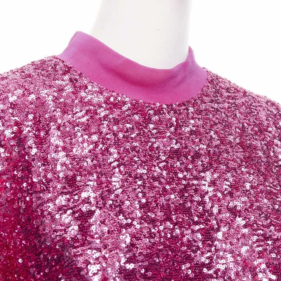 ATTICO Sequin Crew Dress Pink Polyester Very good - Back View
