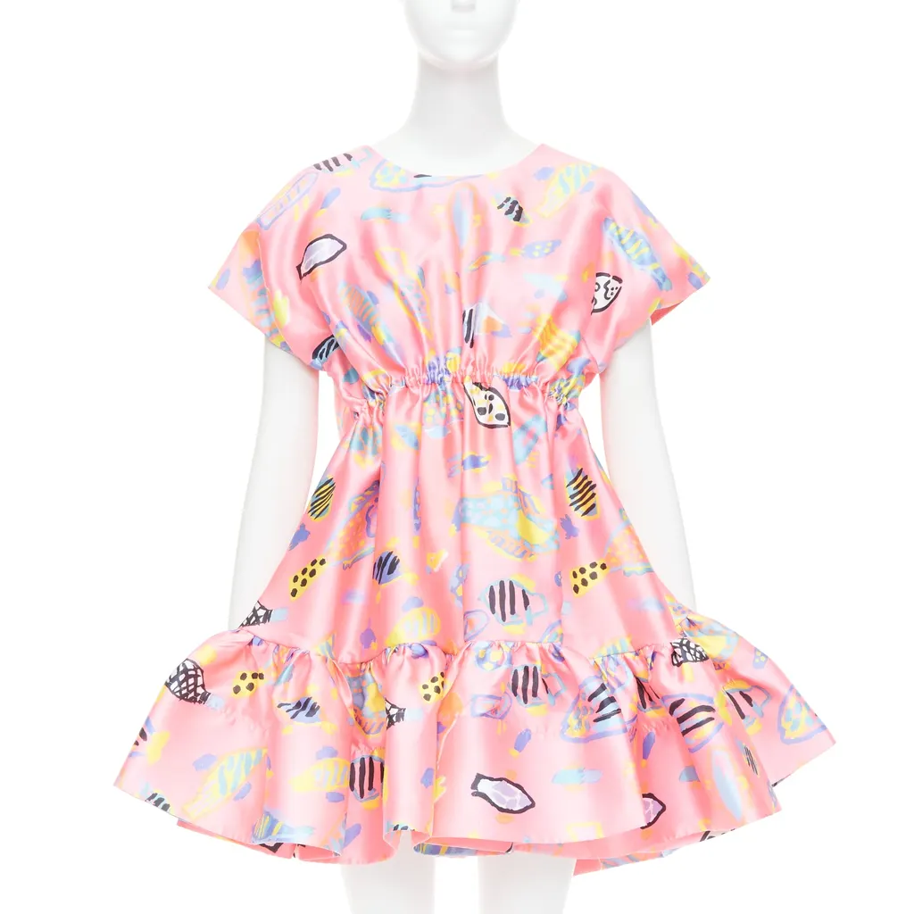 Romance Was Born Illustration Babydoll Dress Pink Polyester Very good - Front View