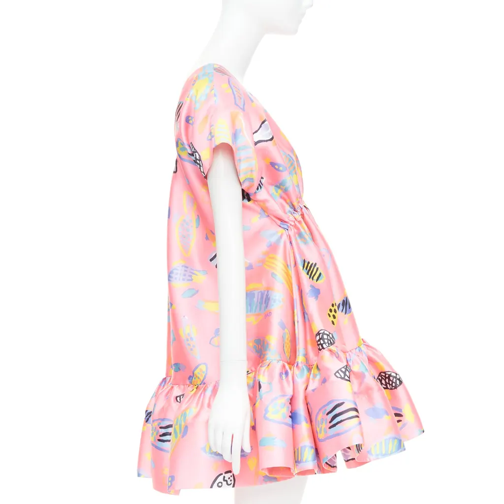 Romance Was Born Illustration Babydoll Dress Pink Polyester Very good - Model View