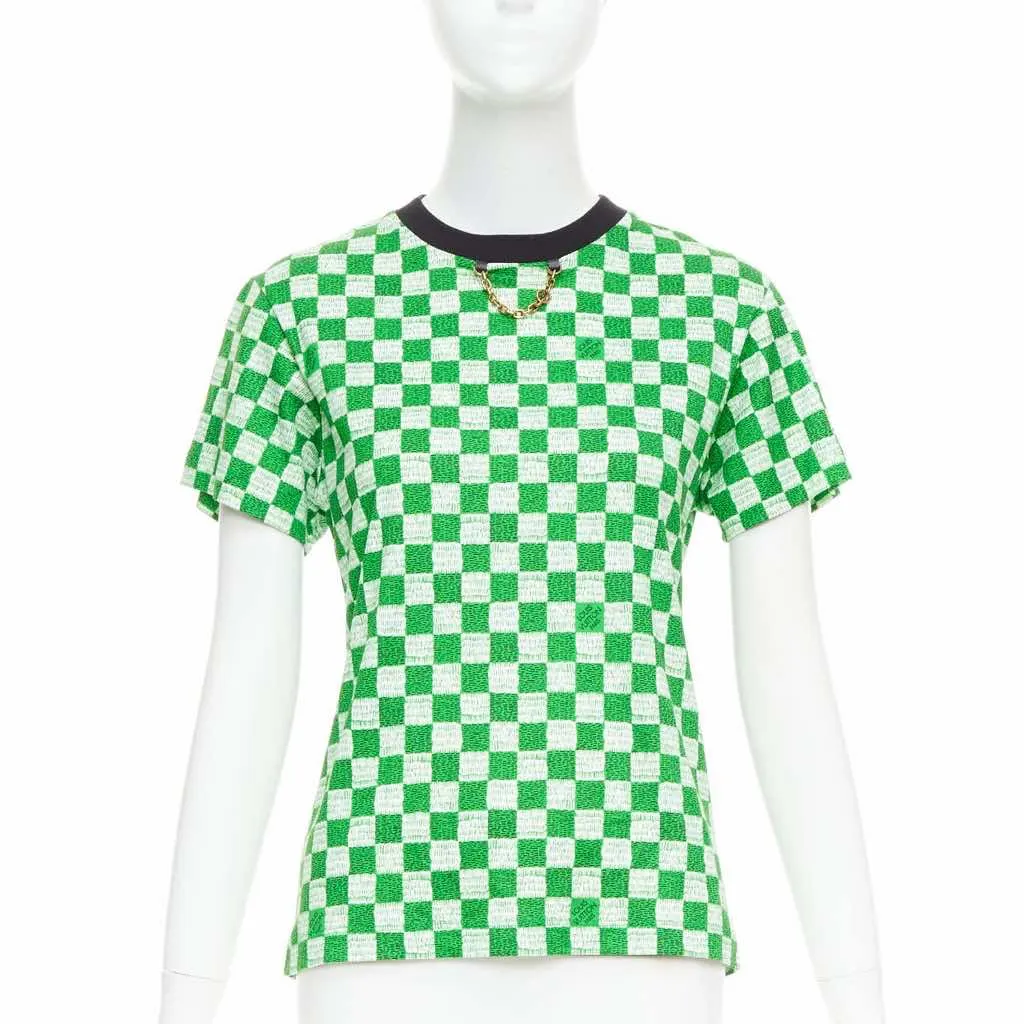 Louis Vuitton Damier Chain Shirt Green Cotton Very good - Front View