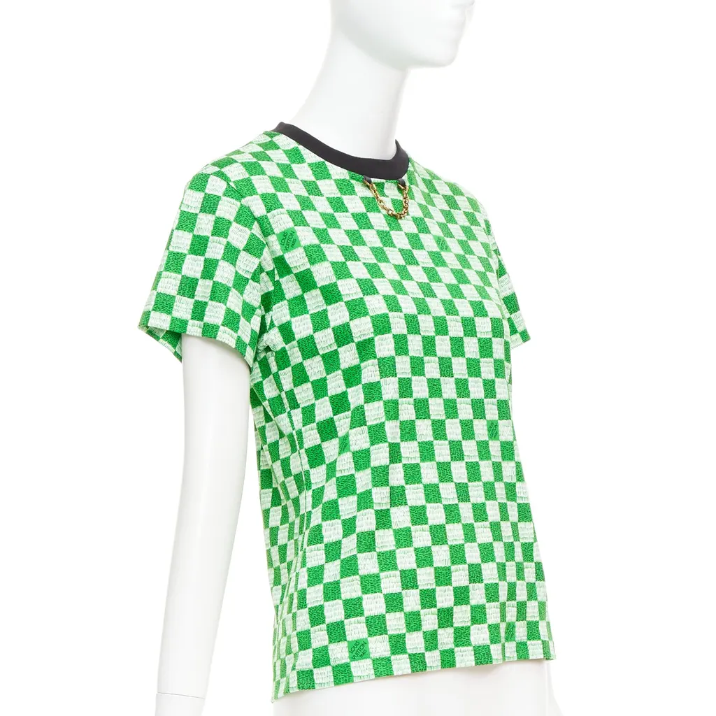 Louis Vuitton Damier Chain Shirt Green Cotton Very good - Inside View