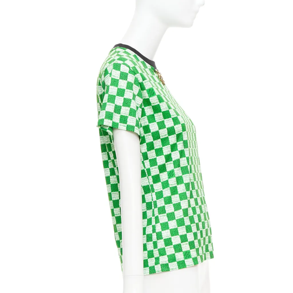 Louis Vuitton Damier Chain Shirt Green Cotton Very good - Model View