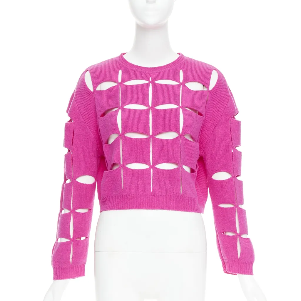 Valentino Cutout Crop Sweater Pink Wool Very good - Front View