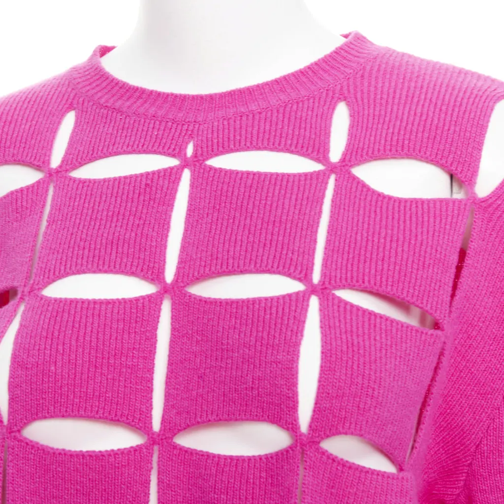 Valentino Cutout Crop Sweater Pink Wool Very good - Back View