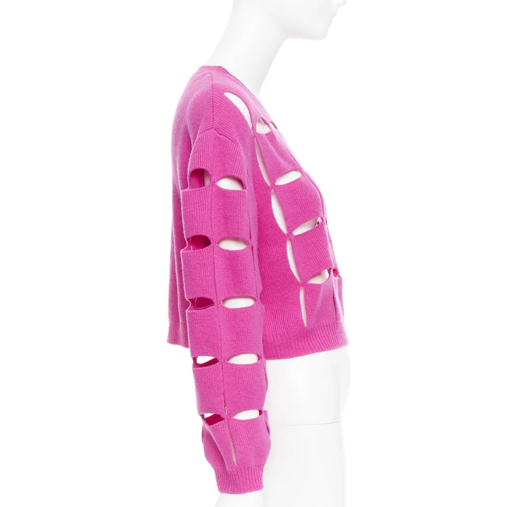 Valentino Cutout Crop Sweater Pink Wool Very good - Model View