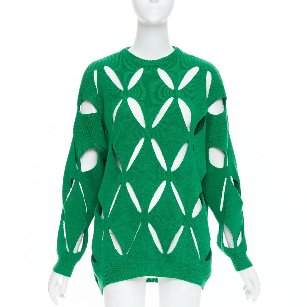 Valentino Green Cutout Sweater Green Wool Very good - Front View