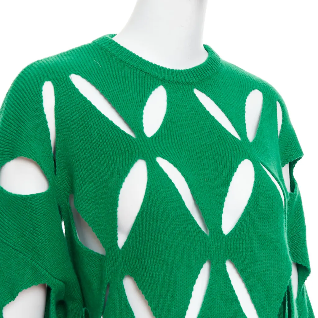 Valentino Green Cutout Sweater Green Wool Very good - Back View