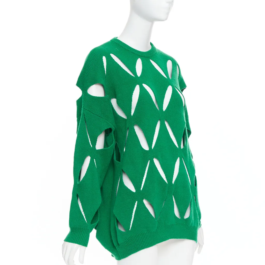 Valentino Green Cutout Sweater Green Wool Very good - Inside View