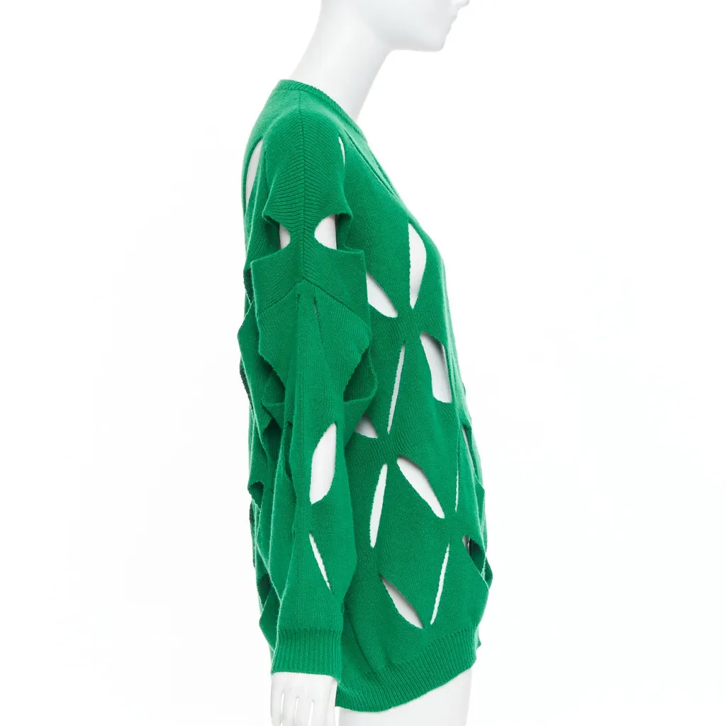 Valentino Green Cutout Sweater Green Wool Very good - Model View