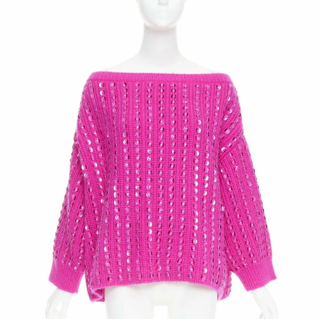 Valentino Jewel Mohair Sweater Pink Wool Very good - Front View