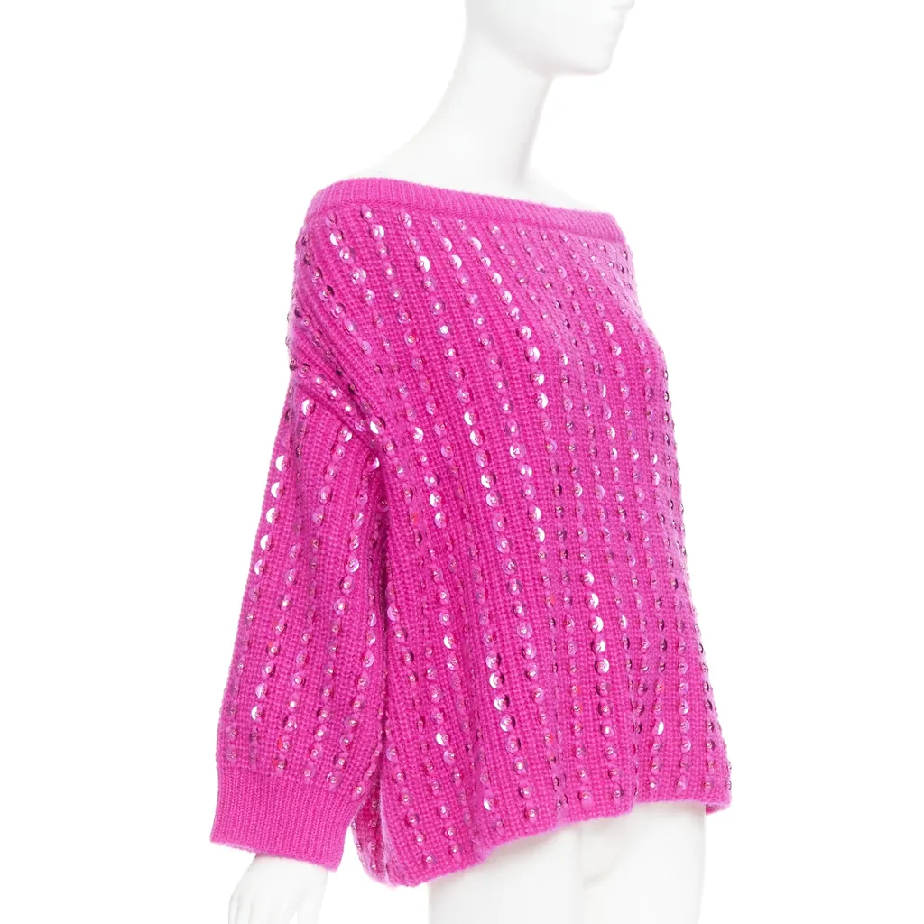 Valentino Jewel Mohair Sweater Pink Wool Very good - Inside View