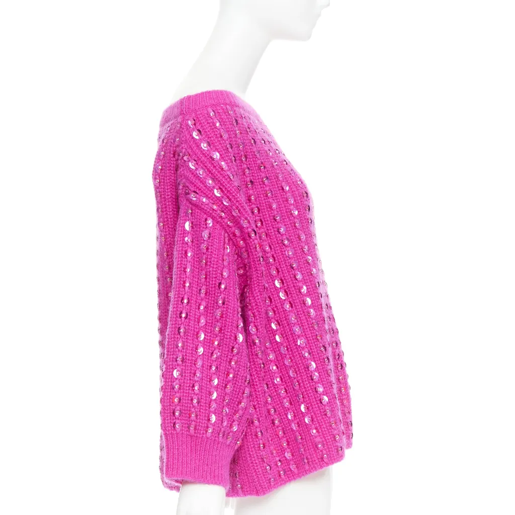 Valentino Jewel Mohair Sweater Pink Wool Very good - Model View