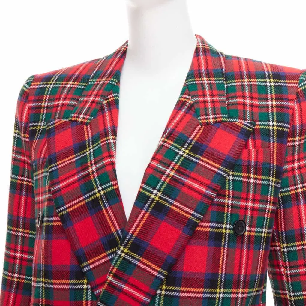 Saint Laurent Plaid Wool Blazer Red Wool Very good - Back View