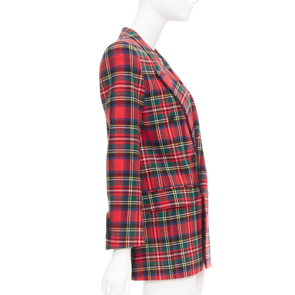 Saint Laurent Plaid Wool Blazer Red Wool Very good - Model View